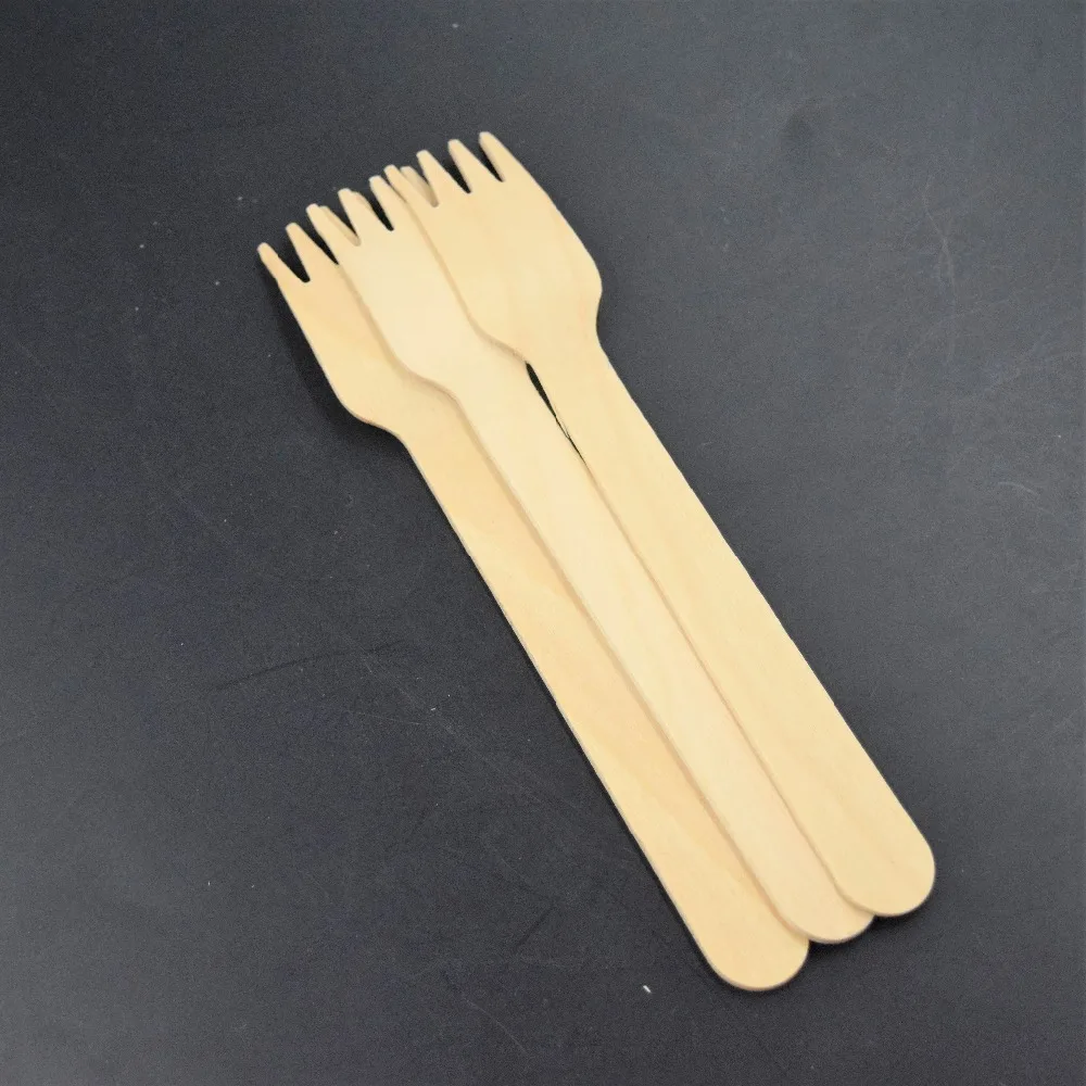 100 шт./лот деревенская одноразовая деревянная вилка кухонная утварь десертная