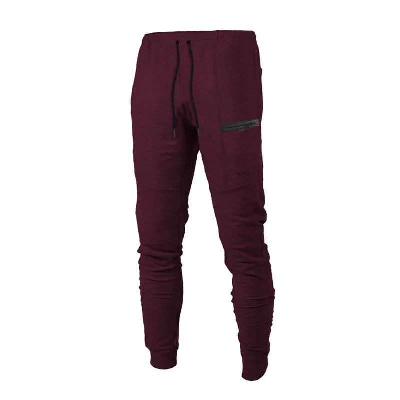 K-32 wine red Мужские повседневные спортивные штаны для бега, хлопковые спортивные штаны для тренировок, тренировок, фитнеса, спортивные штаны, штаны для бега, обтягивающие брюки - Цвет: K-32 wine red