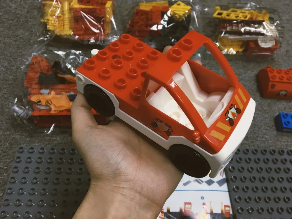 69 шт. пожарная машина пожарный DIY строительные блоки совместим с Duplo город Образование Кирпичи игрушки для детей, подарки