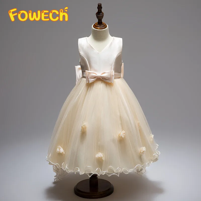 FOWECH для девочек со шлейфом Нарядные платья Цветочный праздничное платье