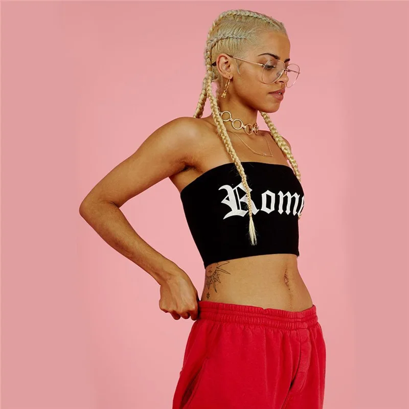 2018 мода два цвета с открытыми плечами буквенным принтом Повседневный жилет без