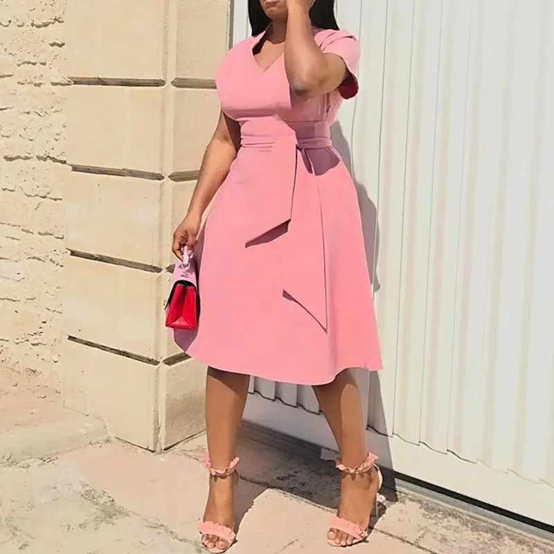 Розовые милые Африканские модные размера плюс вечерние элегантные летние