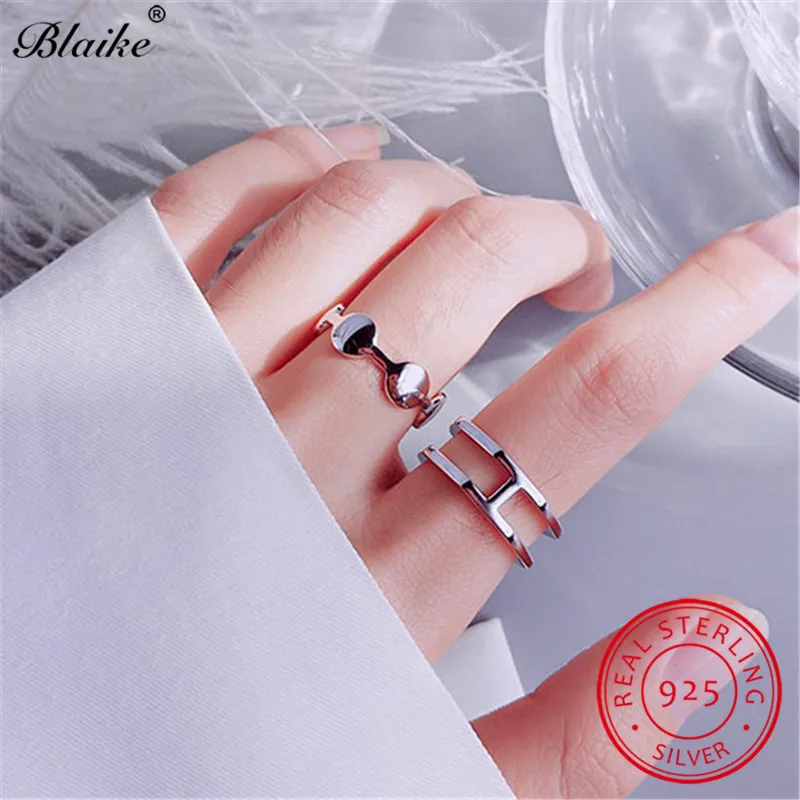 Простой s925 стерлингового серебра кольца для мужчин и женщин в минималистском