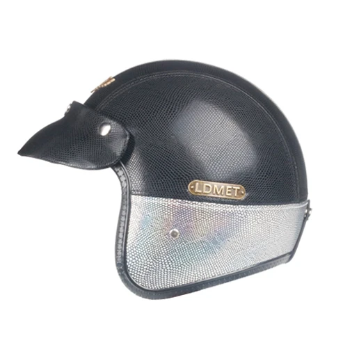 Открытый шлем Кафе racer Кожа PU moto rcycle Ретро 3/4 открытый шлем kask jet casco de moto pilot - Цвет: 3