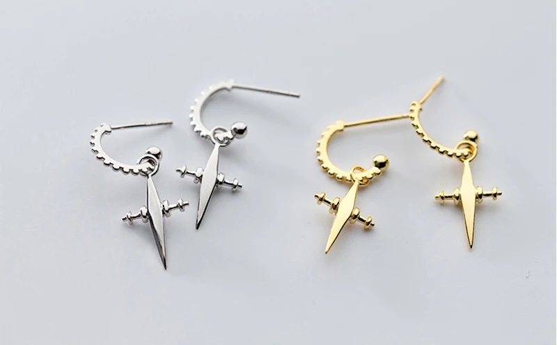 Boho шикарные серьги-гвоздики золотого цвета с 925 пробы и серебряным крестом для женщин, Висячие Подвески с крестом, серьги-гвоздики в минималистическом стиле