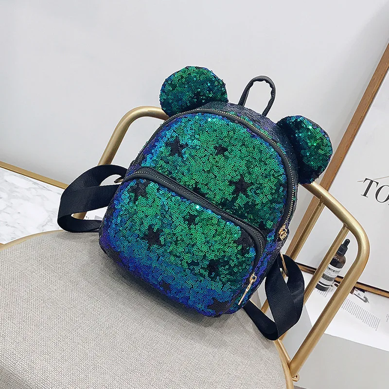Disney сумка с персонажем мультфильма Микки Маус Детские аксессуары для куклы с пайетками рюкзак для девочки подарок леди Портативная сумка через плечо для путешествий сумка