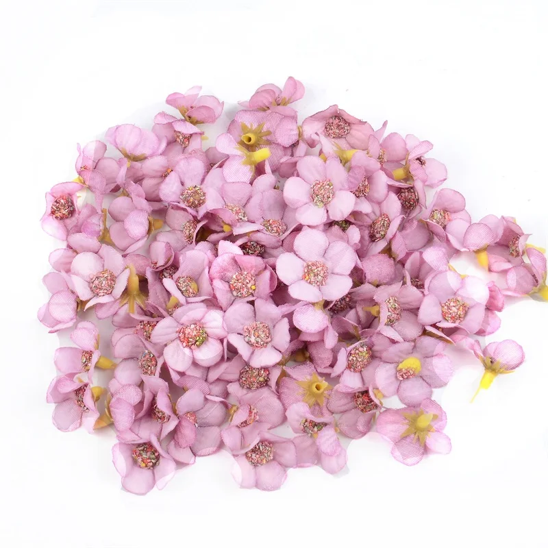Purple 50 шт., 2 см, многоцветные, с ромашками, мини шелковые недорогие искусственные цветы для венка, скрапбукинга, украшения для дома, свадьбы - Цвет: Purple