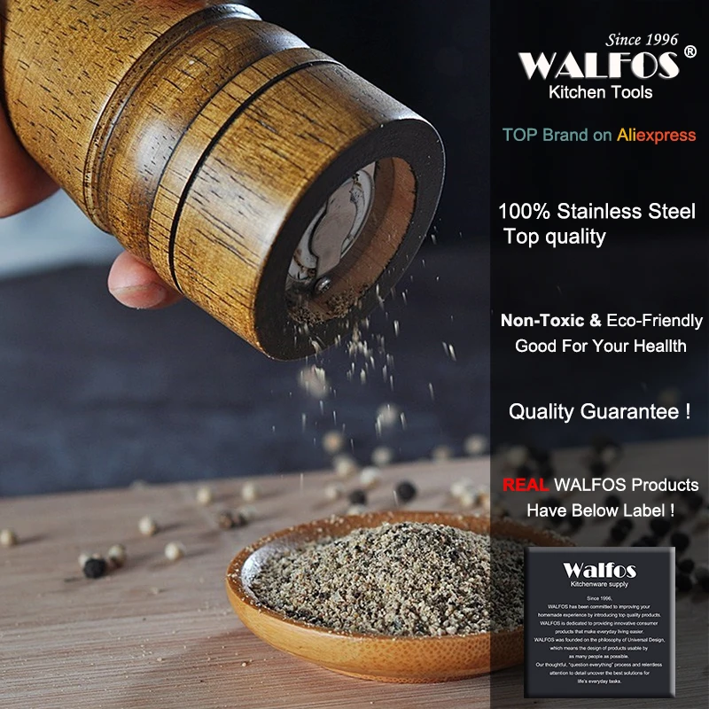 Кухонные инструменты WALFOS мельница для соли и перца из твердой древесины с
