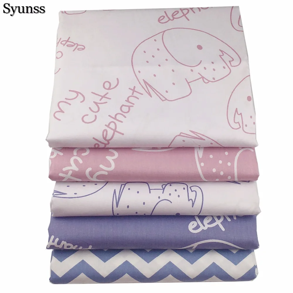 New Syunss Elephant  Wave Cotton Fabric Fat Quarte DIY Handmade Sewing Patchwork Baby Cloth Bedding Textiles Quilt Tilda Tissus