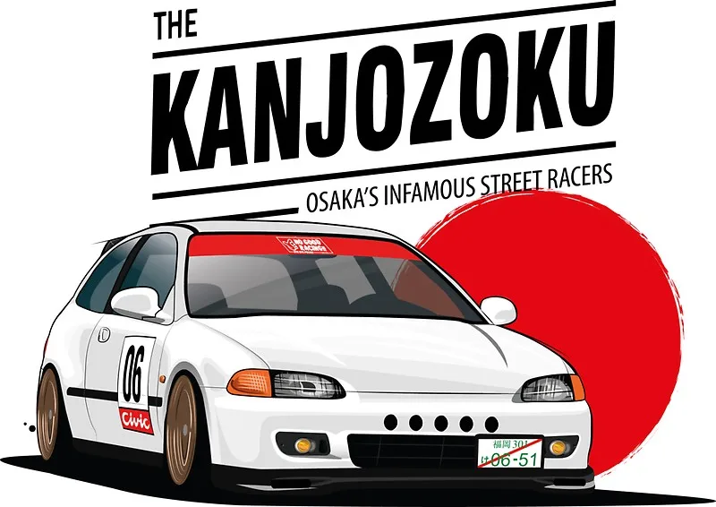 Мужская футболка с принтом Kanjozoku Hondaa Civic Eg Осака Jdm 8888 | одежда