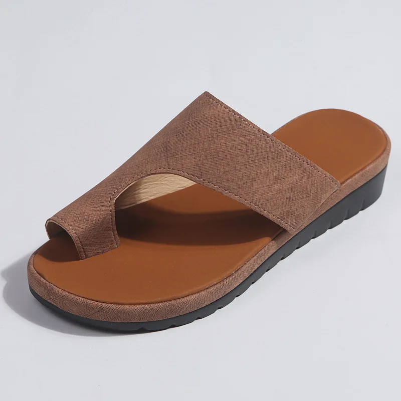 

Women PU Leather Shoes Comfy Platform Flat Sole Ladies Casual Soft Big Toe Foot Correction Sandals Orthopedic Bunion Corrector