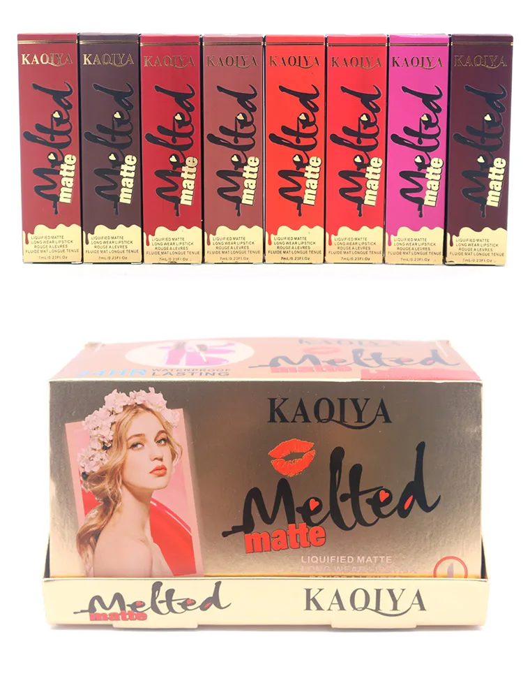 KAQIYA 8 Colors Beauty Makeup Lipgloss Waterproof Long Lasting Matt Lip Gloss Sexy Velvet Pigment Matte Liquid Lipstick Make Up