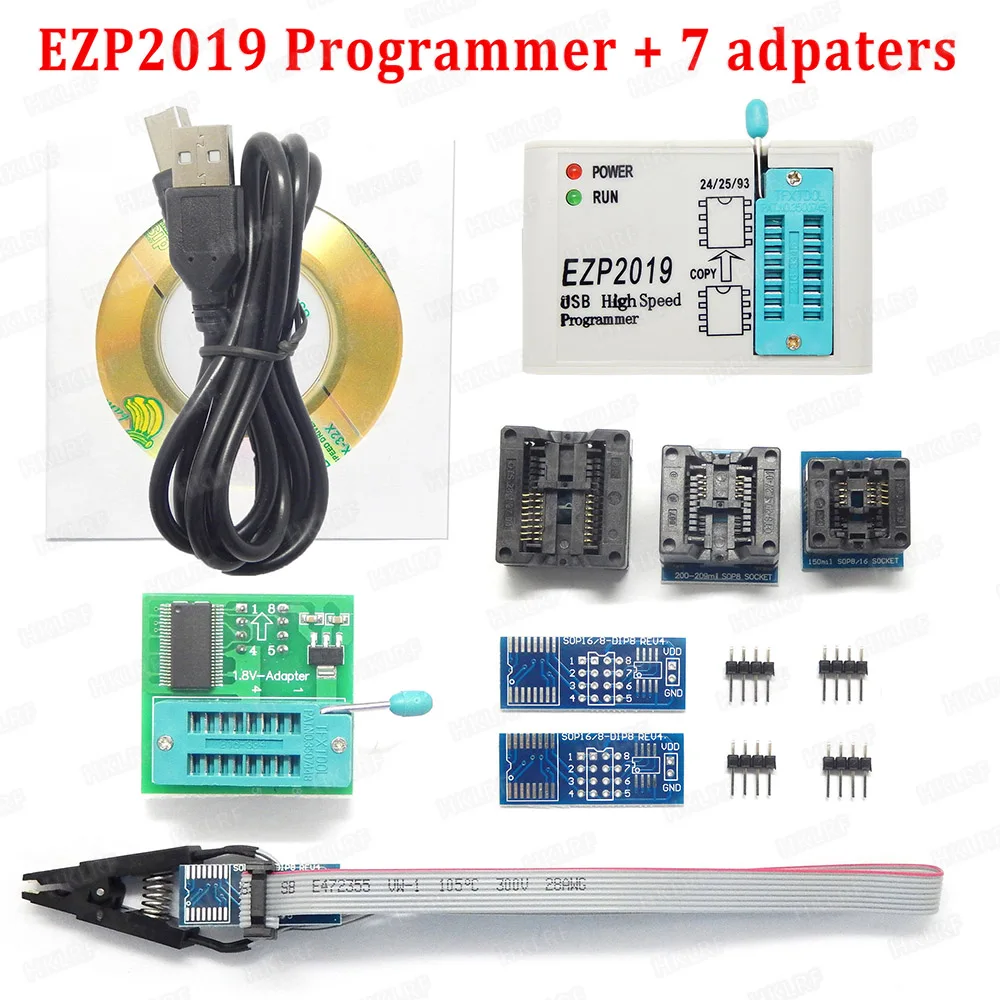 USB программатор SPI EZP2019 высокоскоростной + 7 адаптеров Поддержка 24 25 93 EEPROM флеш BIOS