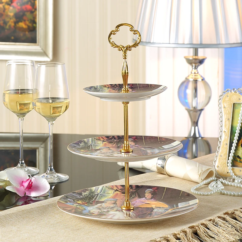 Винтаж императрицы костяной фарфор тройной Decker тарелки фрукты блюда для тортов