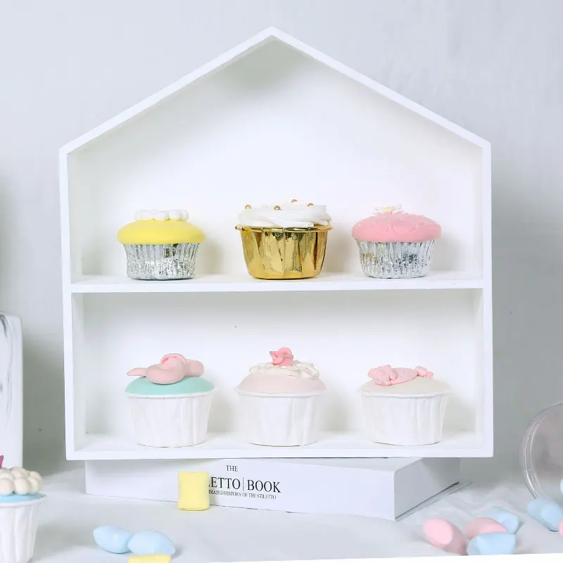 Европейский минималистичный деревянный двойной стеллаж для хранения десертный