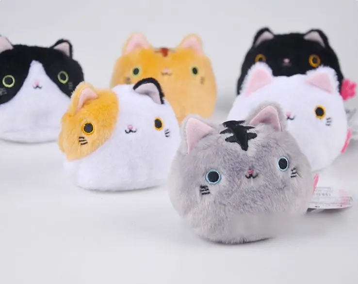 6 шт./лот Новинка KAWAII 8 см кошки мягкие плюшевые игрушки котенок брелок небольшой