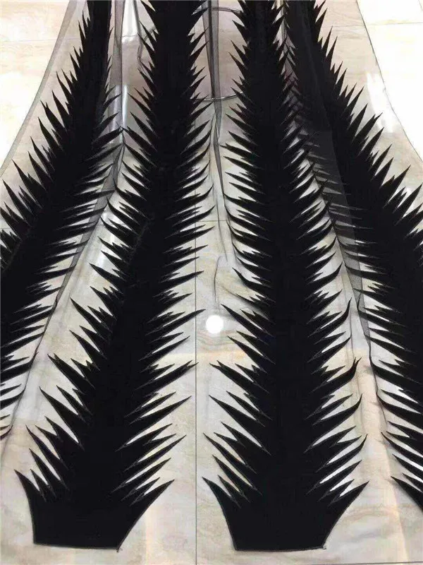 Черный цвет ручной работы французский бархат кружево ткань 2019 вышитые в