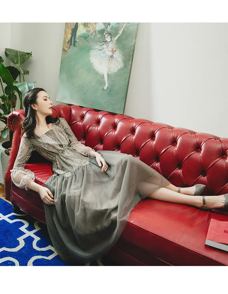 Tang Новое поступление летнее элегантное платье с квадратным воротником и