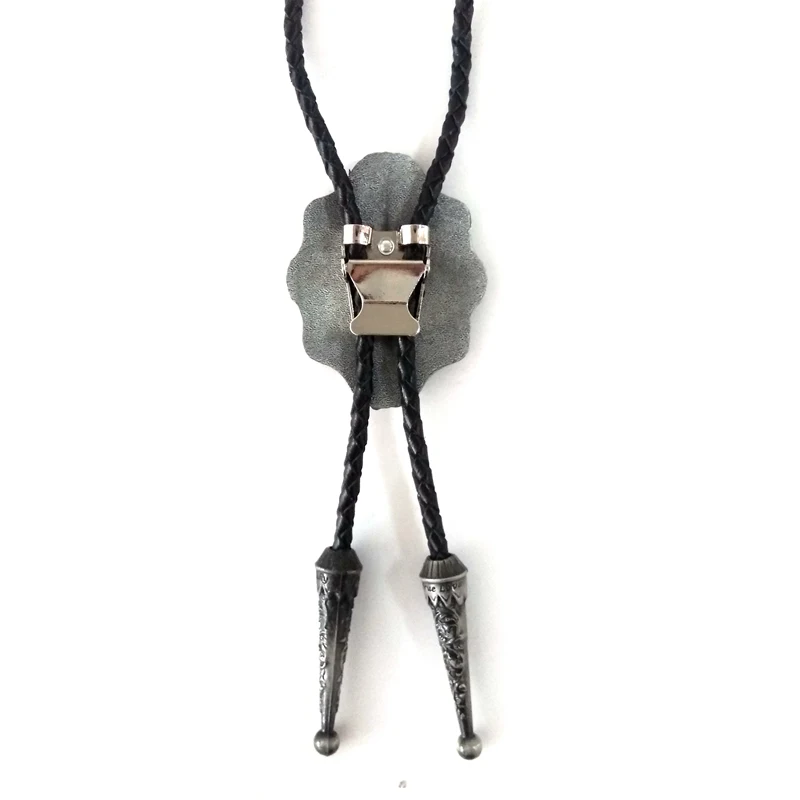 5 pcs wholesale Vintage Western cowboy bolo tie for men Black leather chain metal buckle With Gold Letter &quotC&quot custom ties |