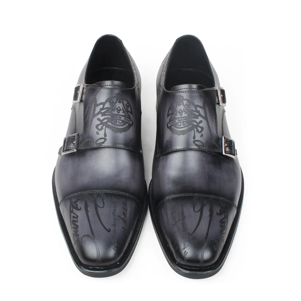 Мужские кожаные туфли VIKEDUO с гравировкой букв из натуральной кожи патиной