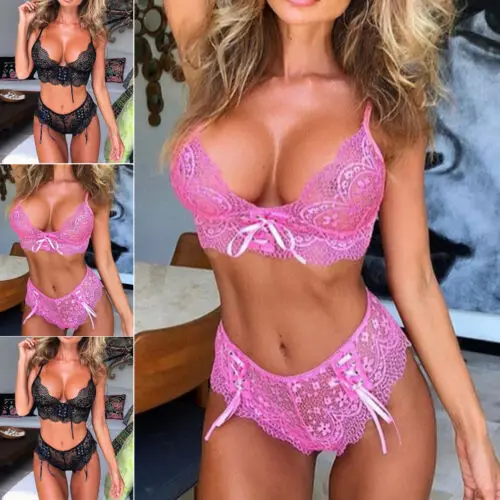 Женское нижнее белье кружевной корсет с пуш-ап топ бюстгальтером + штаны комплект