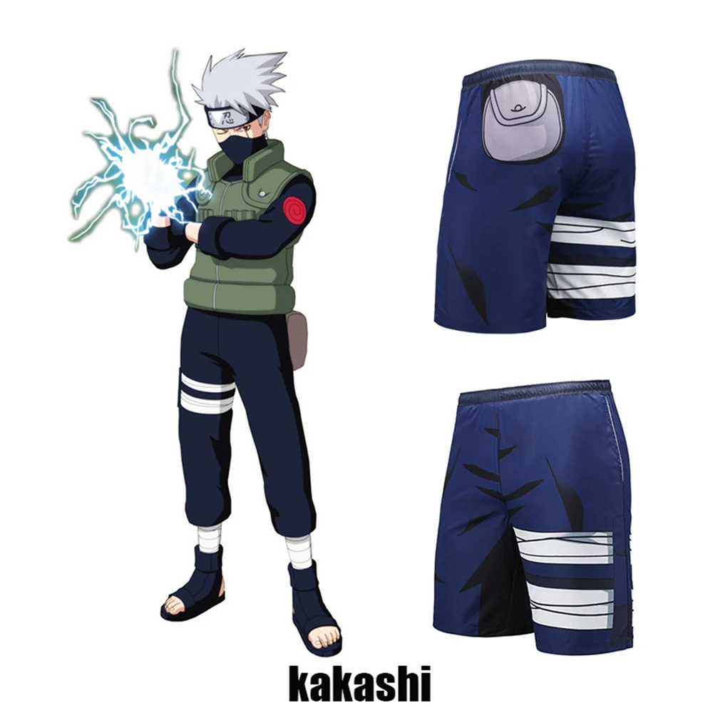 Мужские шорты в стиле аниме летние модные плавки Наруто Hatake Kakashi 3D костюм унисекс