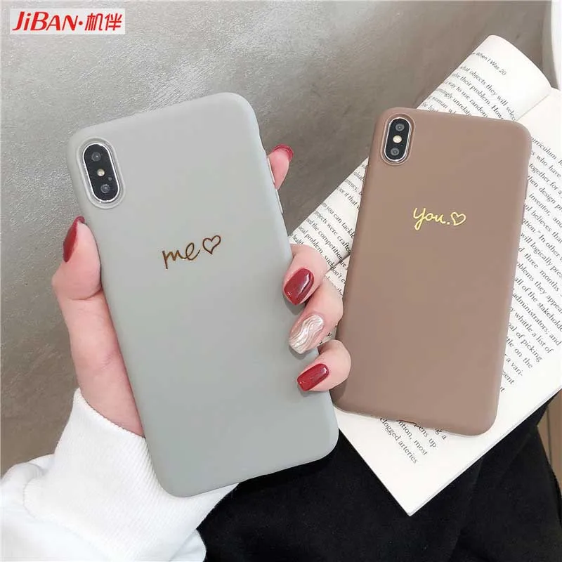 JIBAN Me You Simple Bronzing Letter Phone Case for IPhone 8/7plus Apple Iphone Xs/max/xr 6 6s 6plus Cover Soft Couples Shell |