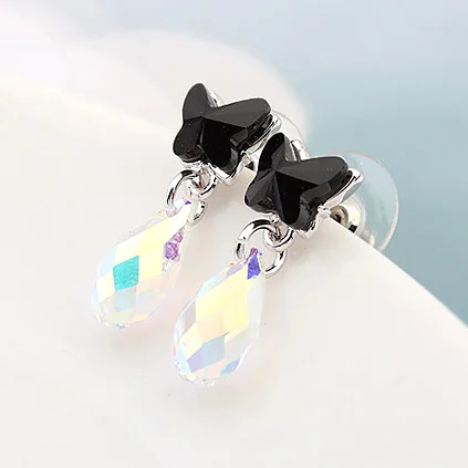 Новые женские модные серьги бабочки с кристаллами Сваровски милые Элегантные