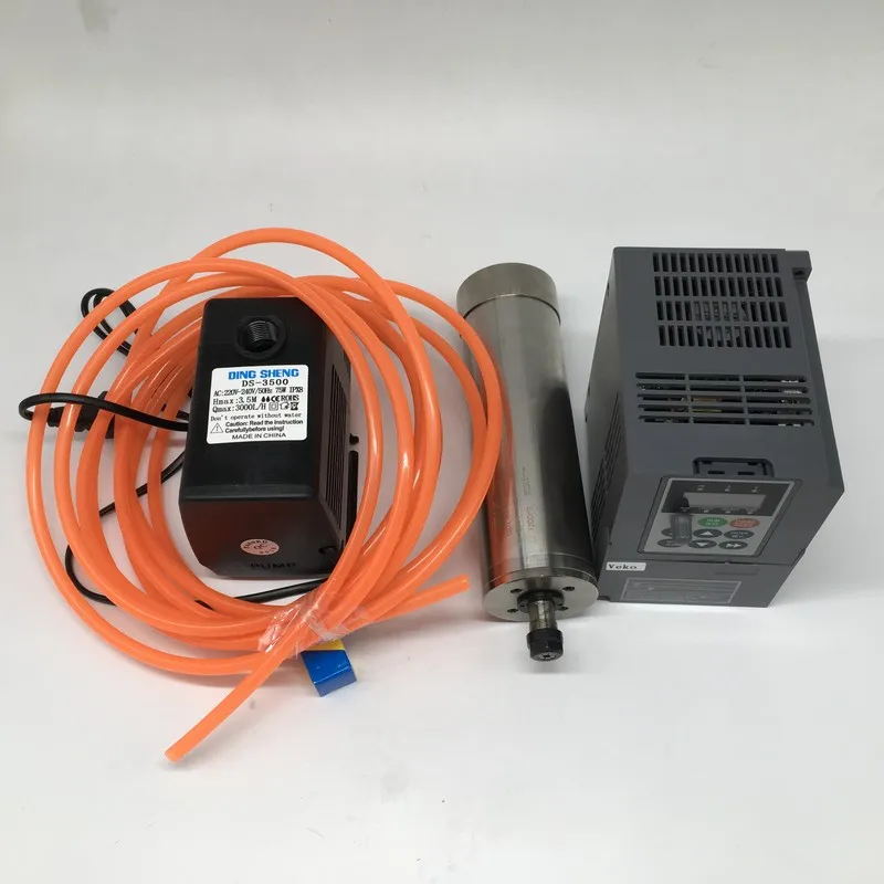 380V ER20 4.5KW 24000rpm 100mm шпиндель с водяным охлаждением + 5.5kw Инвертор VFD 75W набор водяных