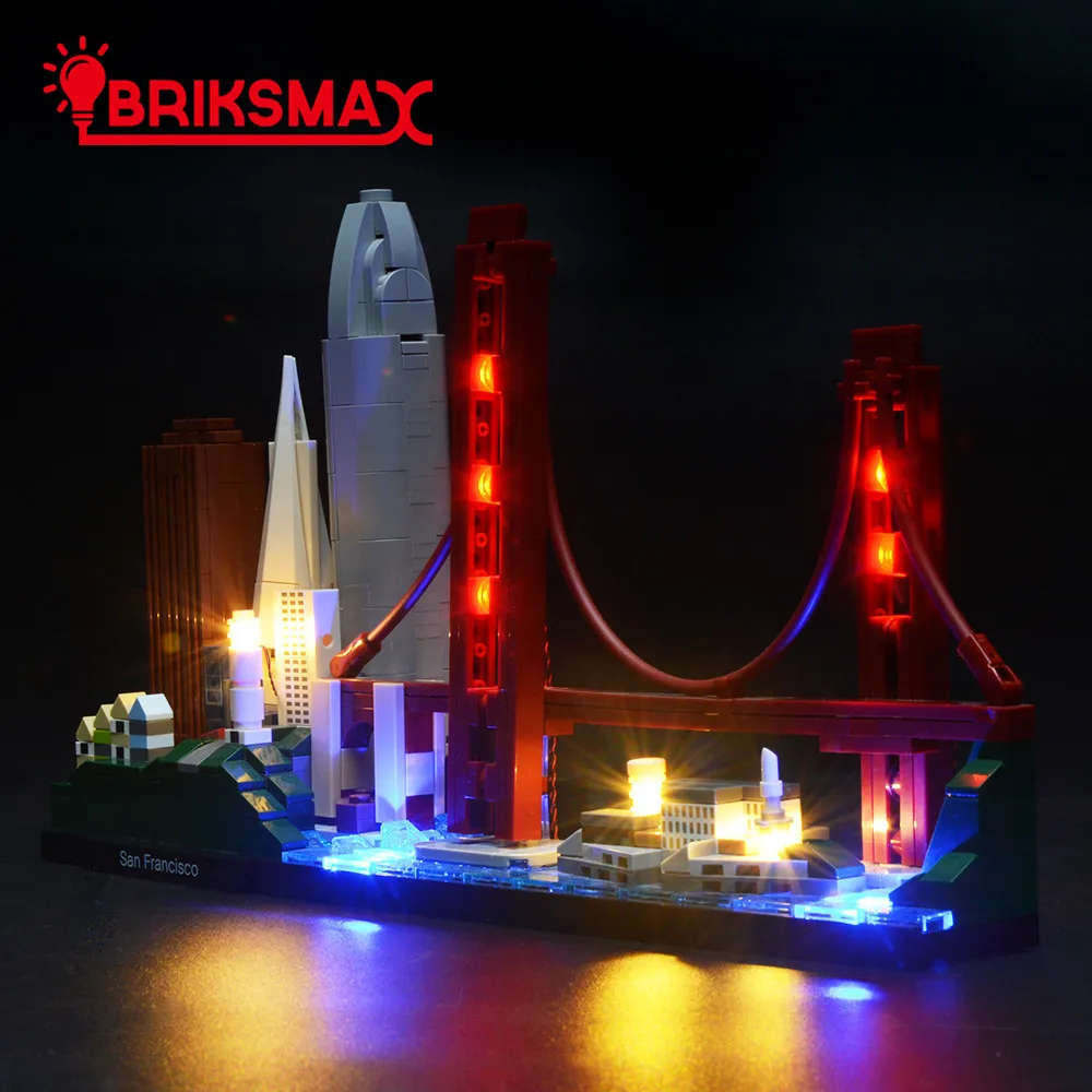 BriksMax Led Light Up Комплект для архитектурных строительных блоков Сан-Франсиско, совместимых с 21043(не включает модель