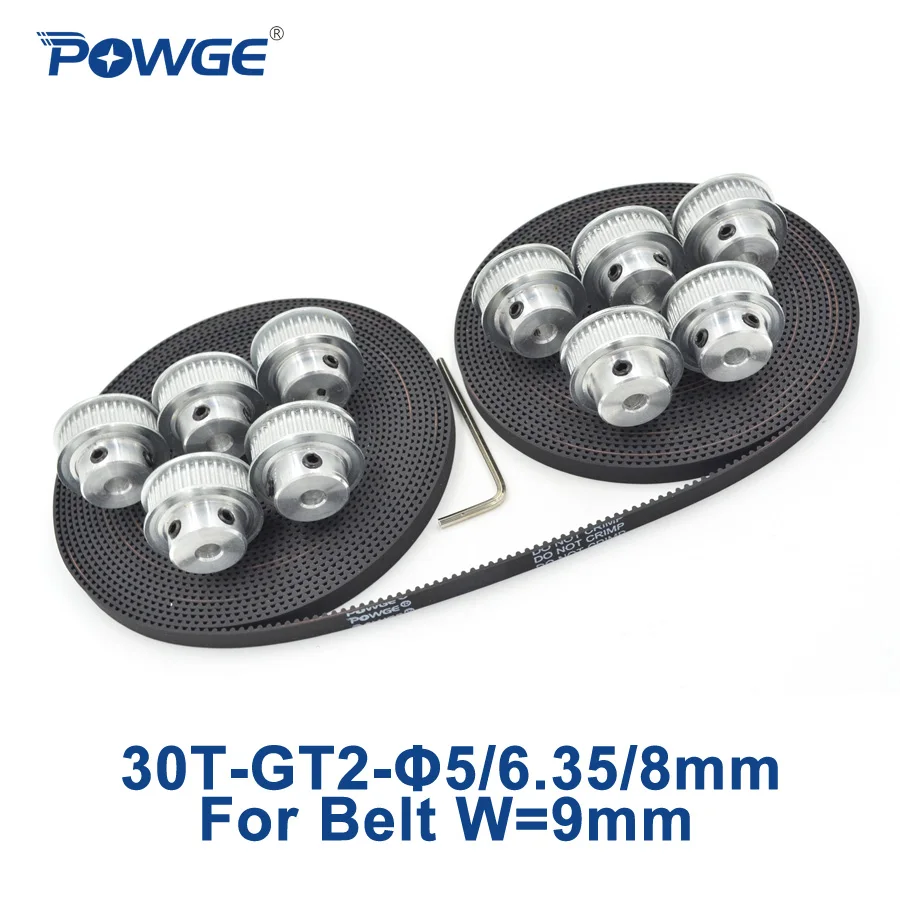 POWGE 10 шт 30 зубьев GT2 синхронный шкив отверстия 5 мм 6 35 8 + метров ширина 9 открытый