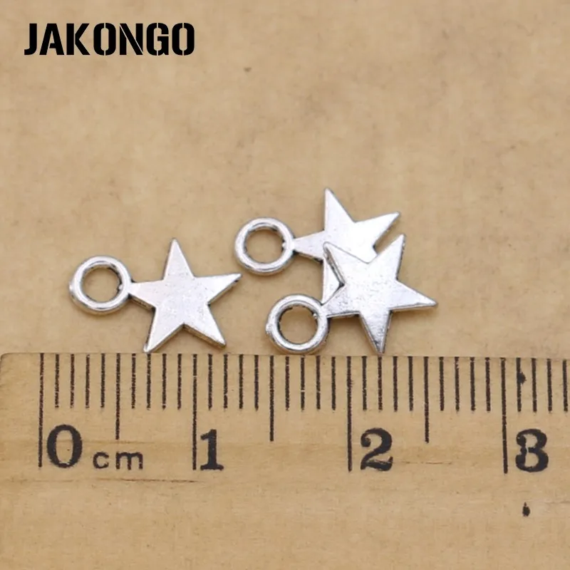 JAKONGO Antique Silver Plated Star Charm Pendants for Jewelry Making Bracelet Necklace Accessories Findings DIY 50Pcs/lot | Украшения и