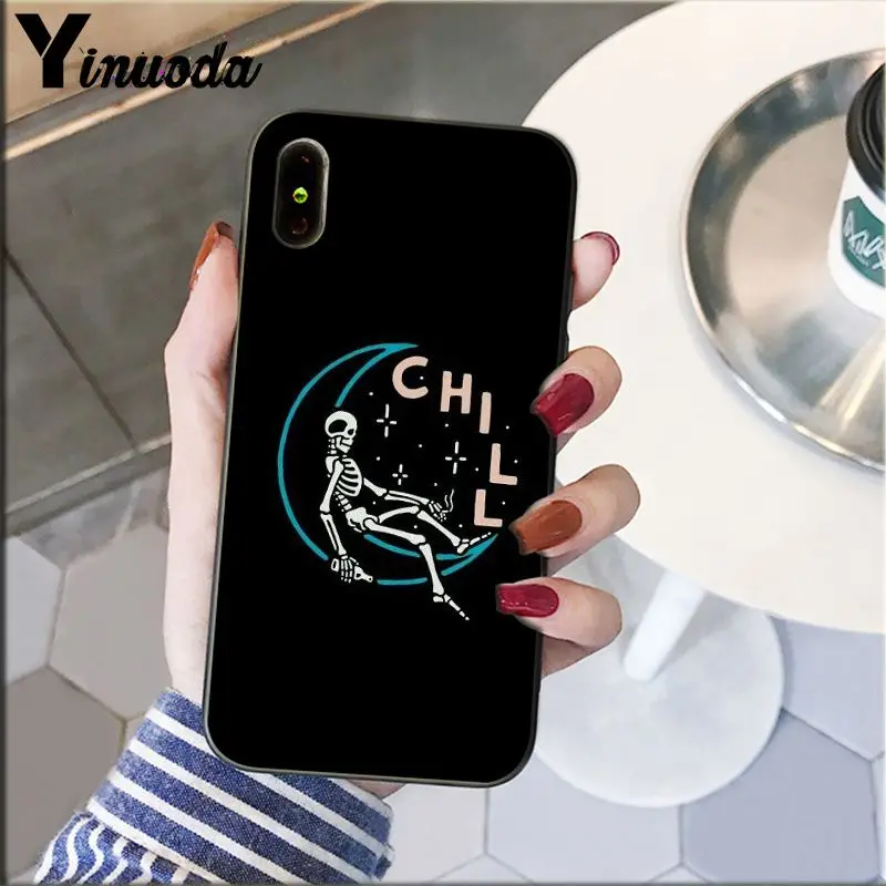Yinuoda милый Скелет ТПУ мягкий силиконовый черный чехол для телефона для Apple iPhone 8 7 6 6S Plus X XS MAX 5 5S SE XR чехол - Цвет: A2