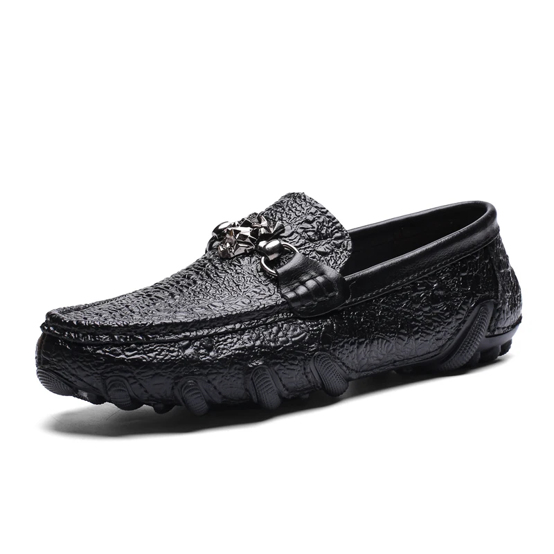 Men Genuine Leather loafer Club Loafer Casual shoes with metal decoration and Great Traction Octopus-like rubber outsole | Обувь
