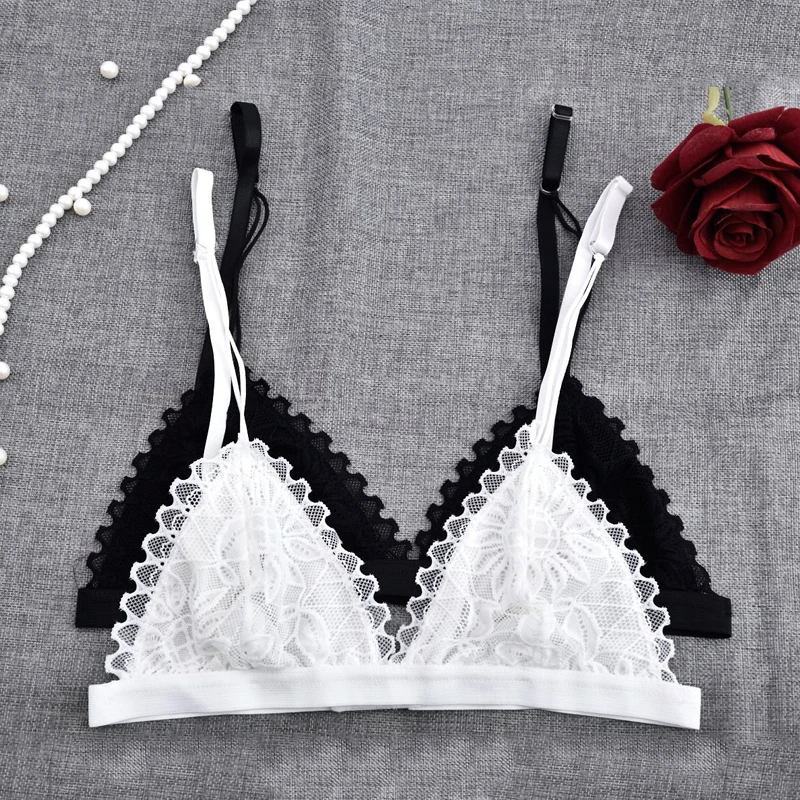

Summer Style Bralette Floral Lace Bra Seamless Deep V Girl Women Bra Wireless Thin Underwear Sexy Lingerie Soft Bras For Women