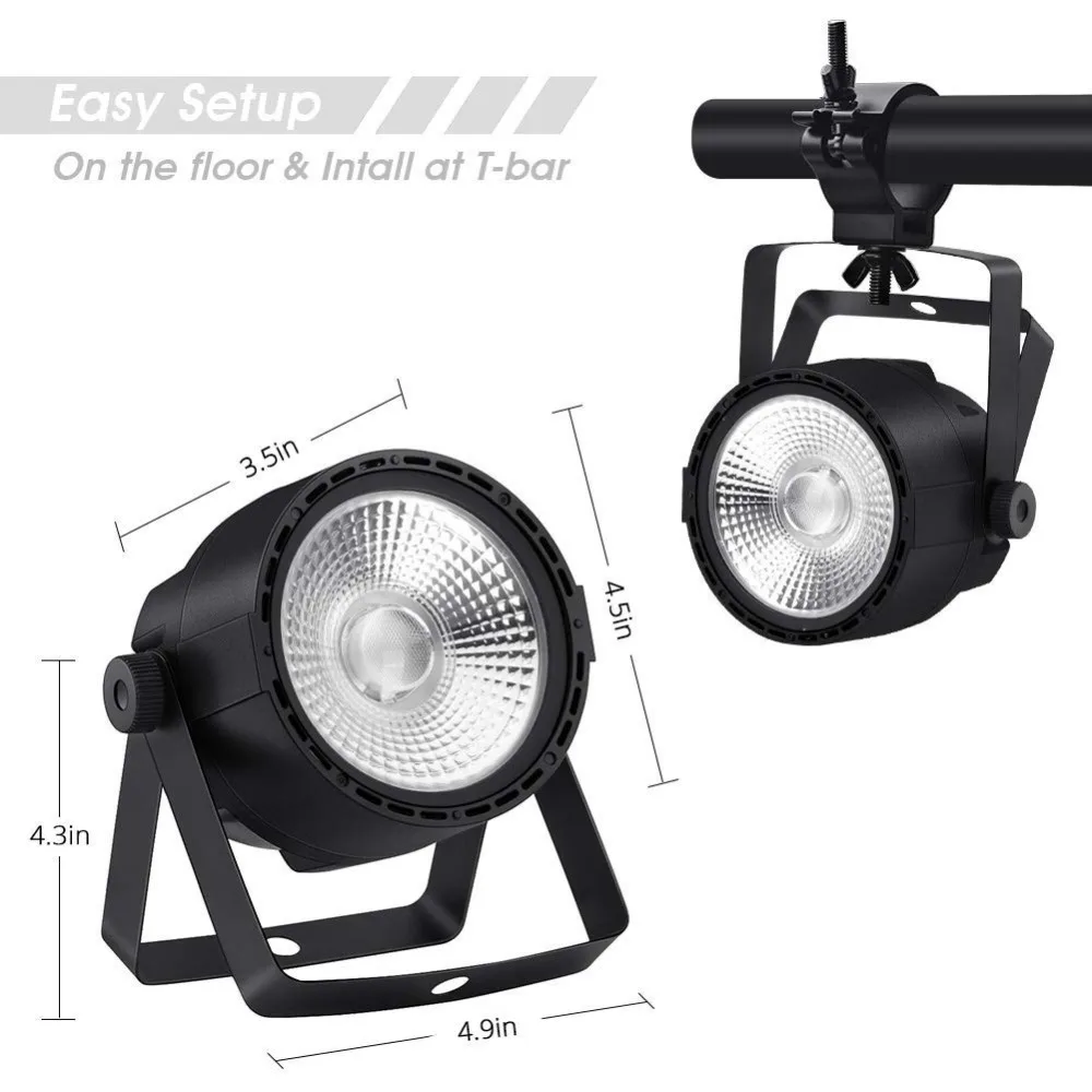 LED Par Lights with Super Bright 30W COB RGB Tricolors Can by Remote DMX Control for Stage Lighting Church Wedding DJ Ligh | Лампы и