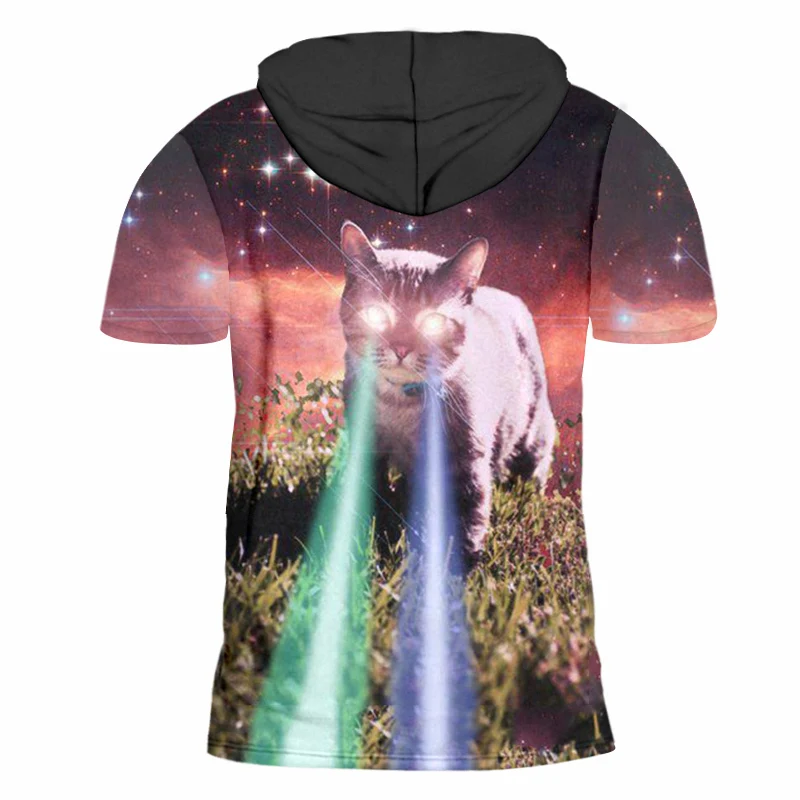 OGKB галактика пространство с капюшоном Футболка Мужская Забавный принт кошка