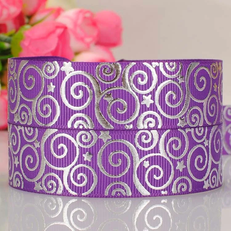 7/" 22 мм SWIRLS& STARS Белый Серебряный Ёлочный рисунок на фольге BLING GROSGRAIN бант из ленты