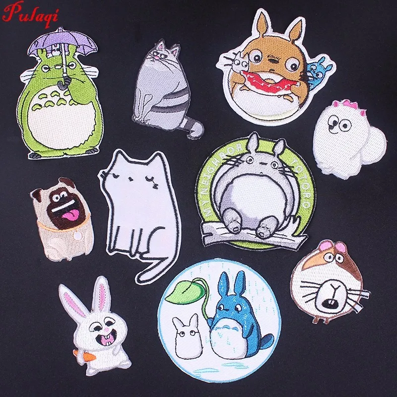 Pulaqi Tonari No Totoro нашивки на руку значок декор для сумки одежда джинсы Пришивные железные наклейки Шляпа кошка животное патч DIY H