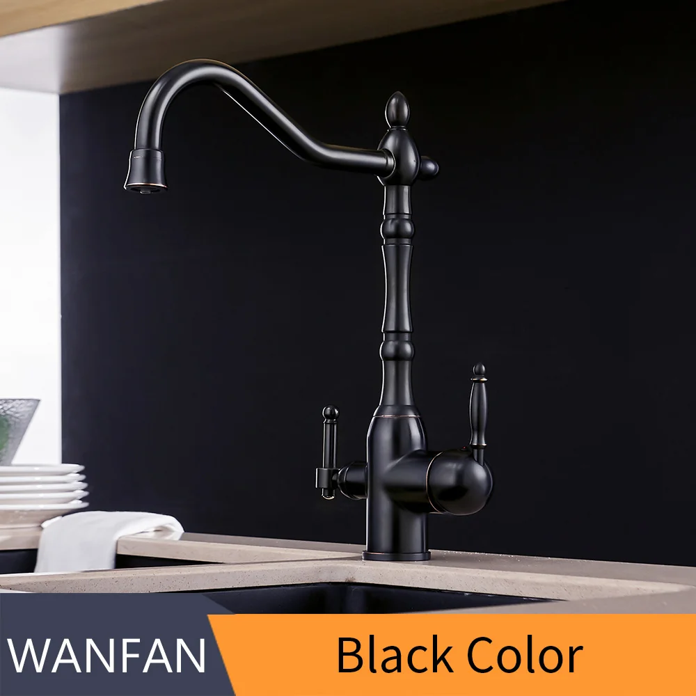 Black with Bronze Кухня очищает смесители золотой смеситель холодной и горячей 360 Вращение с очисткой воды Особенности кухонный кран MH-0193 - Цвет: Black with Bronze
