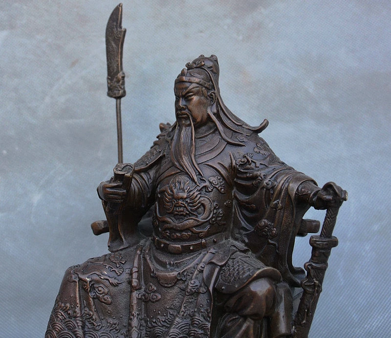 Китайские медные статуи Guan Gong Yu Warrior God Kwan Kung Pavilion Ares из чистой бронзы|Статуи и