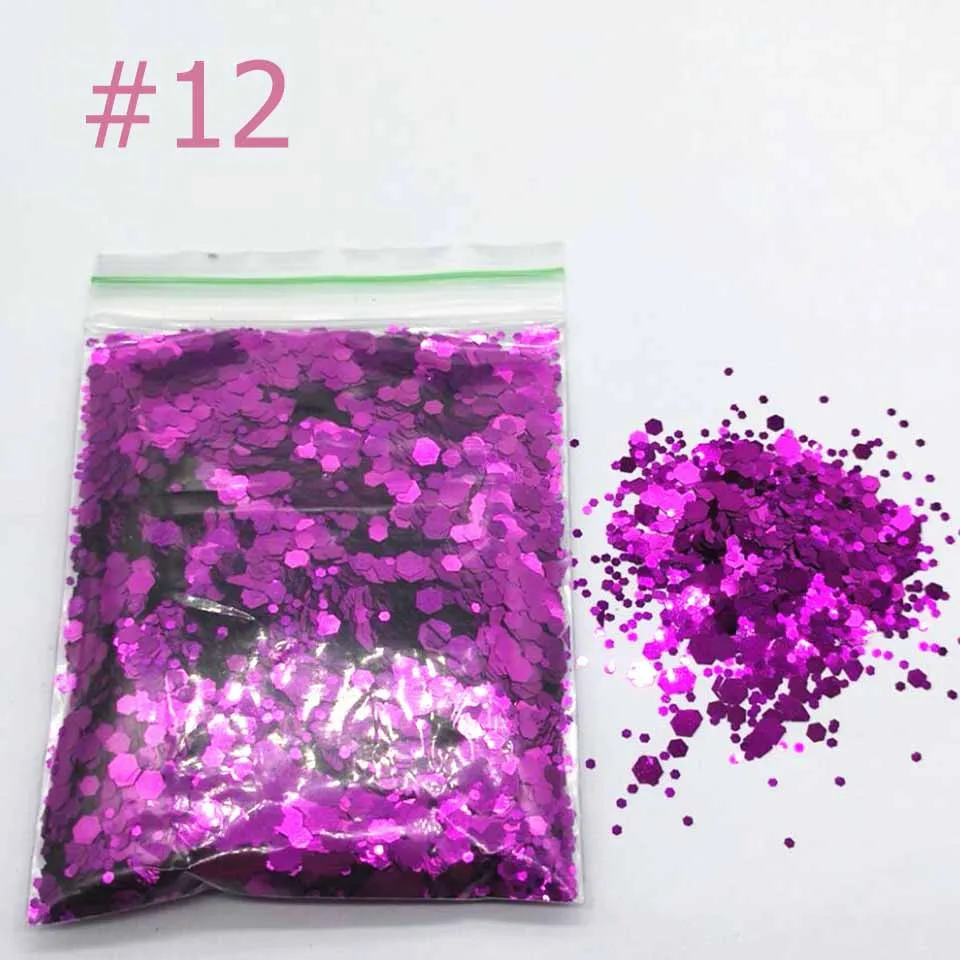 color 12 50 г Смешанные 1/2/3 мм размер блестящий порошок, блестящие хлопья для прессформу эпоксидной смолы, гель для ногтей пайетки порошок плоской задней стороной для украшения ногтей - Цвет: color 12