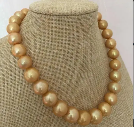 GORGEOUS 14-16mm south sea round gold pearl necklace 18inch 14k | Украшения и аксессуары