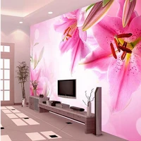 beibehang customize size high quickly hd mural 3d wallpaper seiling lily flower mew europe papel de parede photo wall paper