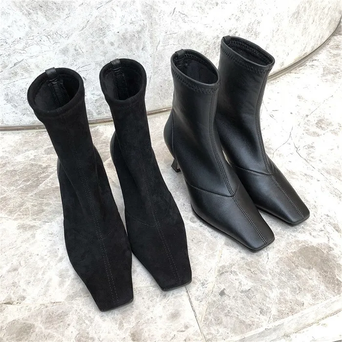 Vangull Women Boots hot Woman Genuine Leather cow leather Europe and the United States British short boots square t fashion | Обувь
