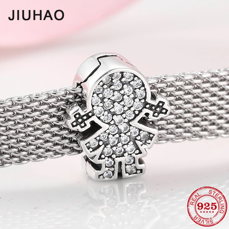 Модные 925 пробы серебряные милые маленькие девочки CZ бусины для изготовления ювелирных изделий подходят Оригинальное отражение клип браслет