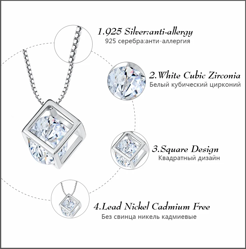 SA SILVERAGE, 925 пробы, серебряная квадратная AAA циркониевая подвеска, ожерелья, серьги-гвоздики, висячие серьги, ювелирный набор для женщин, Новинка