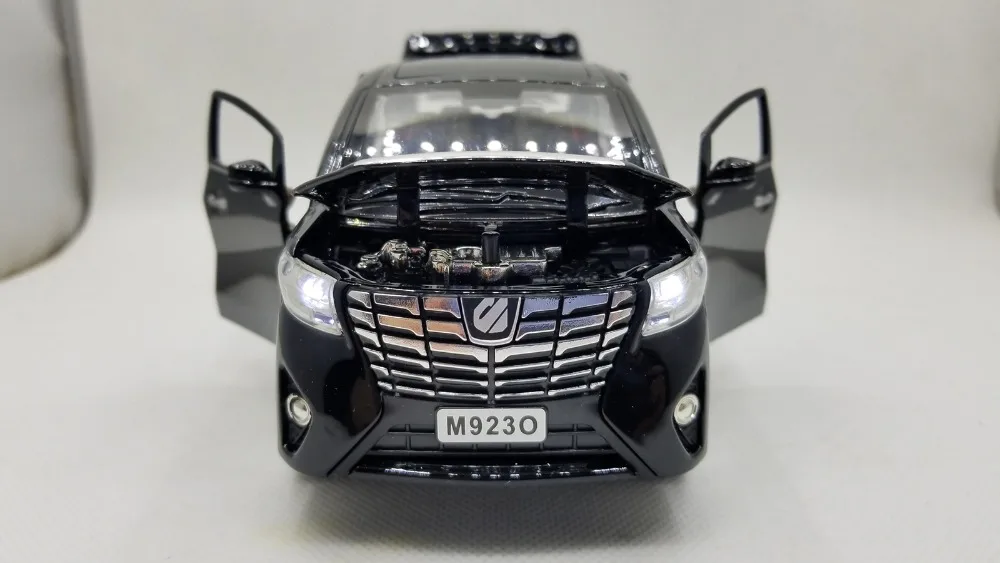 1:24 литая под давлением модель для Toyota Alphard VELLFIRE черный MPV откатная Музыка флэш-светильник сплав игрушка миниатюрная коллекция подарки