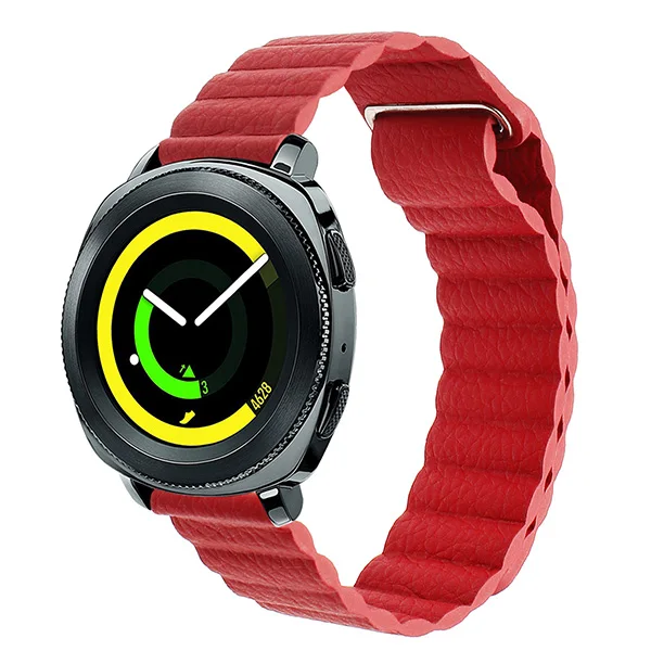 20 мм ремешок для часов из натуральной кожи для samsung gear Sport SM-R600 Смарт-часы ремешок с магнитной пряжкой быстросъемный ремень