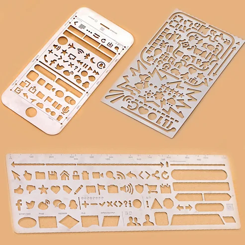 Винтажная портативная нержавеющая сталь Канцелярия трафареты полая линейка